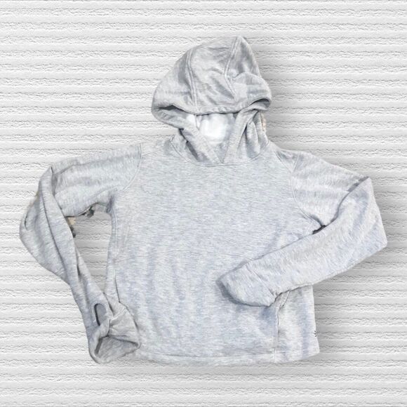 Athleta Other - Athleta Girl M 8/10 Gray Crop Hoodie Long Sleeve Thumb-holes Lightweight Active